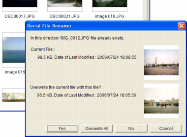 Serial File Renamer Overwrite Dialog