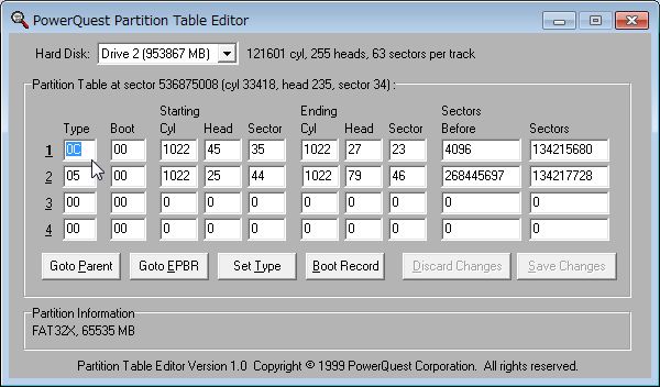 powerquest partition table editor