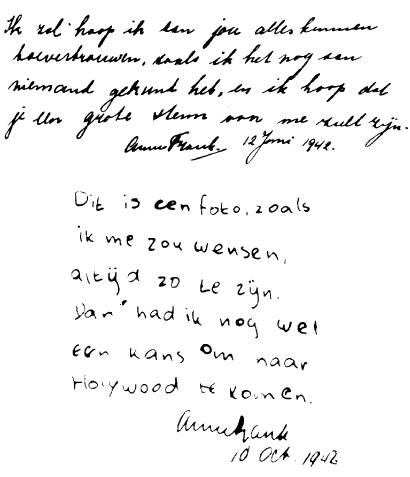 アンネ･フランクの筆跡？